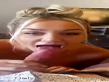 Jiggly ash-blonde honey is munching and gargling her paramour's jizz-shotgun,  to make him spew out from sensation