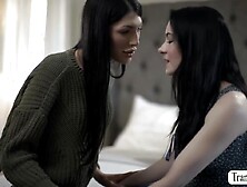 TS stepmom helps her lesbian stepteen about dating