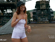 Great Camel Toe In White Tight Suit By