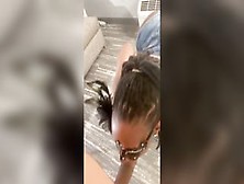 Bombshell Dreadlocks Sucking Off Penis Into Spinning Office Chair