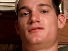 Handsome young man Glock rubbing his cock head on his sexy feet