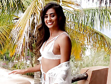 Beautiful Latina MILF shows perfect body while posing solo in lingerie