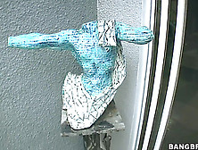 Young Lily LaBeau teases black bull in close up (18+)