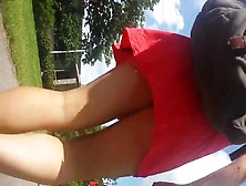 Working Hard To Get Red Dress Babe Upskirted