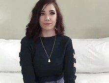 Cute brunette girl is stripped and fucked at the porn casting