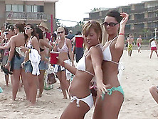 Some Hot Chicks Show Their Nice Bodies At A Beach Party