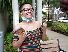Nerdy Glasses Buzz Cut White Slut Licks and Rides Huge African Cock