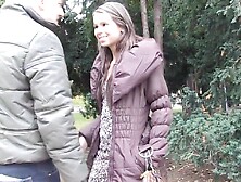 Young czech babe sucks cock in the street for money