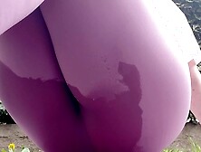 A Park Full Of People,  Your Friend Gets Her Tight Leggings Completely Wet In Hot Pee