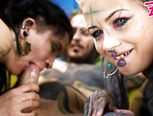 Tattooed chicks IlluZ and Nikolaz Zpageti love face fucking