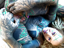 Ink-covered babe with a tight hole that loves to be stretched and filled to the brim