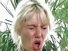 Superb German blonde gets double-penetrated so hard!