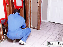 Sexy Milf Sarah pays her plumber with her tight pussy