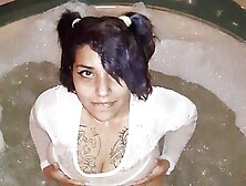 Your busty friend masturbates in the whirlpool