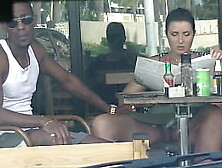 Cheating Wife #4 Part 3 - Hubby films me outside a cafe Upskirt Flashing and having an Interracial affair with a Black Man!!!