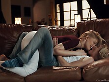 Blonde lesbians in lingerie Charlotte Stokely and Serene Siren