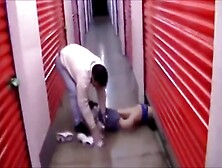 Humiliating girl stuck under the garage,  socks and shoes removal.