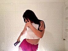 Probably the most good and the hottest butt hawt taut cunt brunette hair chick of the world in the washroom