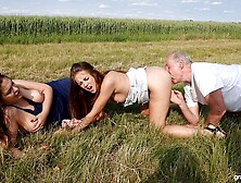 Impressive outdoor doggy style fuck with hot Lucka Petite and Andrea Wet