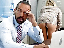 Office Tease Gets Her Boss Dick Hard