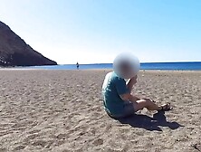 NUDIST BEACH WENCH exhibitionist amateur cutie blowjobs stranger sorrounded by old voyeur males