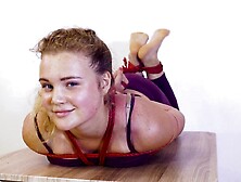 Cute Girl Ballgagged and Hogtied