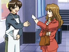 very hot brunette lady rubbing his young cock