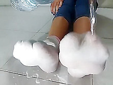 Wet White Socks