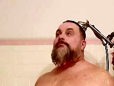 Shower Time With The Big Bellied Bear Daddy