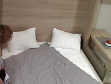 My nude girl putting on her sexy black lingerie