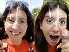 Public Blowjob in the Bushes with Stranger and Crazy Cumwalk Covered in Cum