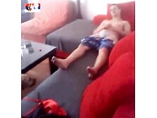 Guy caught wanking by friend