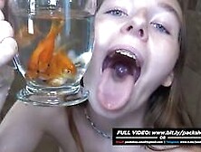 Becky feeding on fish in the shower - Vore Giantess