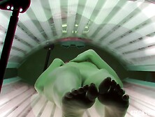 Spy Cam Solarium Jerking To Hard Orgasm