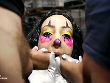 Halloween Blowbang With Slutty Clown Babe