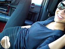 Cute Brunette Masturbates In Car