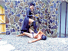 Lenting my slave - single tail whipping and ballbusting - Mistress Alexandra from Greece