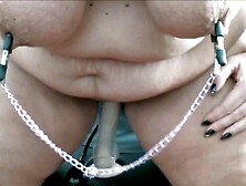 German cougar Molly uses butt pump system and dild