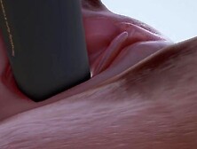 Two hot and curvy 3D babes use a double dildo for lesbian fucking