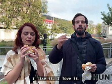 HUNT4K.  Hot redhead wench is sufficiently of junk food and her inexperienced BF and screwed for cash