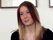 A beautiful hungarian gal with constricted fit body does a casting