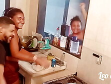 In the kitchen where all the bitching with Myllena Rios started