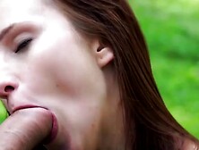 MASSIVE COCK MEATS THE SEASON! Redhead bombshell Chelsea Sun gets STEAMROLLED by a giant penis in the great outdoors