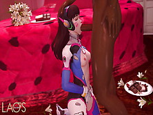 Horny Overwatch D. Va In Her Jumpsuit Sucking Huge Choco Candy