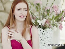 Oily fuck with teen red head masseuse