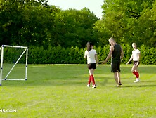 Ultrafilms Football Girl Team Play Undressing With The Coach & Give Him The Best Fuck In His Life