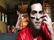 Busty brunette rubs clit when moving pussy up and down dick