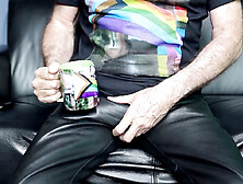 Big cock solo masturbation,  leather men,  hot gay cock