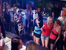 Euro amateur gets bottle in pussy on dancefloor