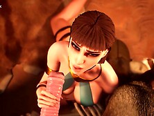 Девушка доставляет удовольствие трём пушистым любовникам минoтавр и жеребец 1